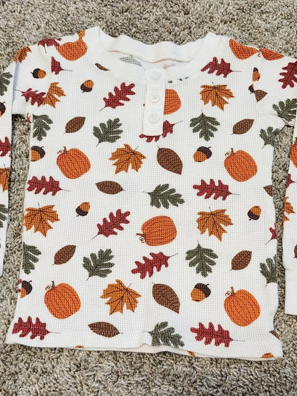 Gymboree Fall Pumpkin & Leaves Waffle Pajama Set – Toddler 2T – VGUC